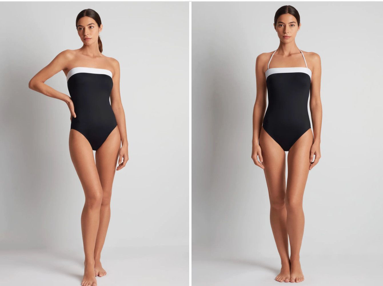 Nwot Lauren Ralph Lauren Bel Air Shirred Bandeau Black Swimsuit Size 14